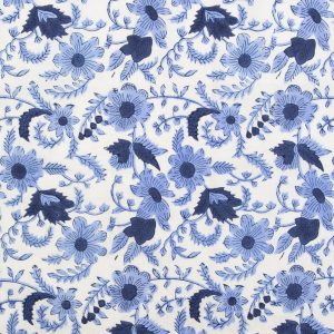 Indian Block Prints - Cottage - Country Floral In Blue